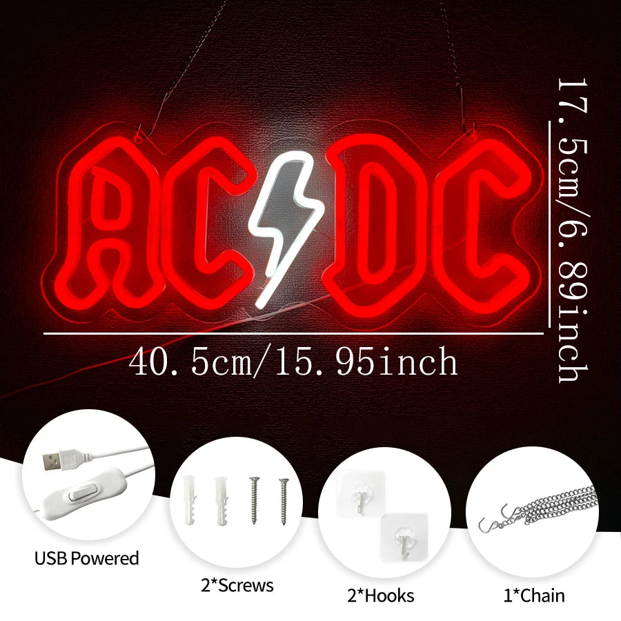 AC/DC Band Neon LED Sign-USB Powered