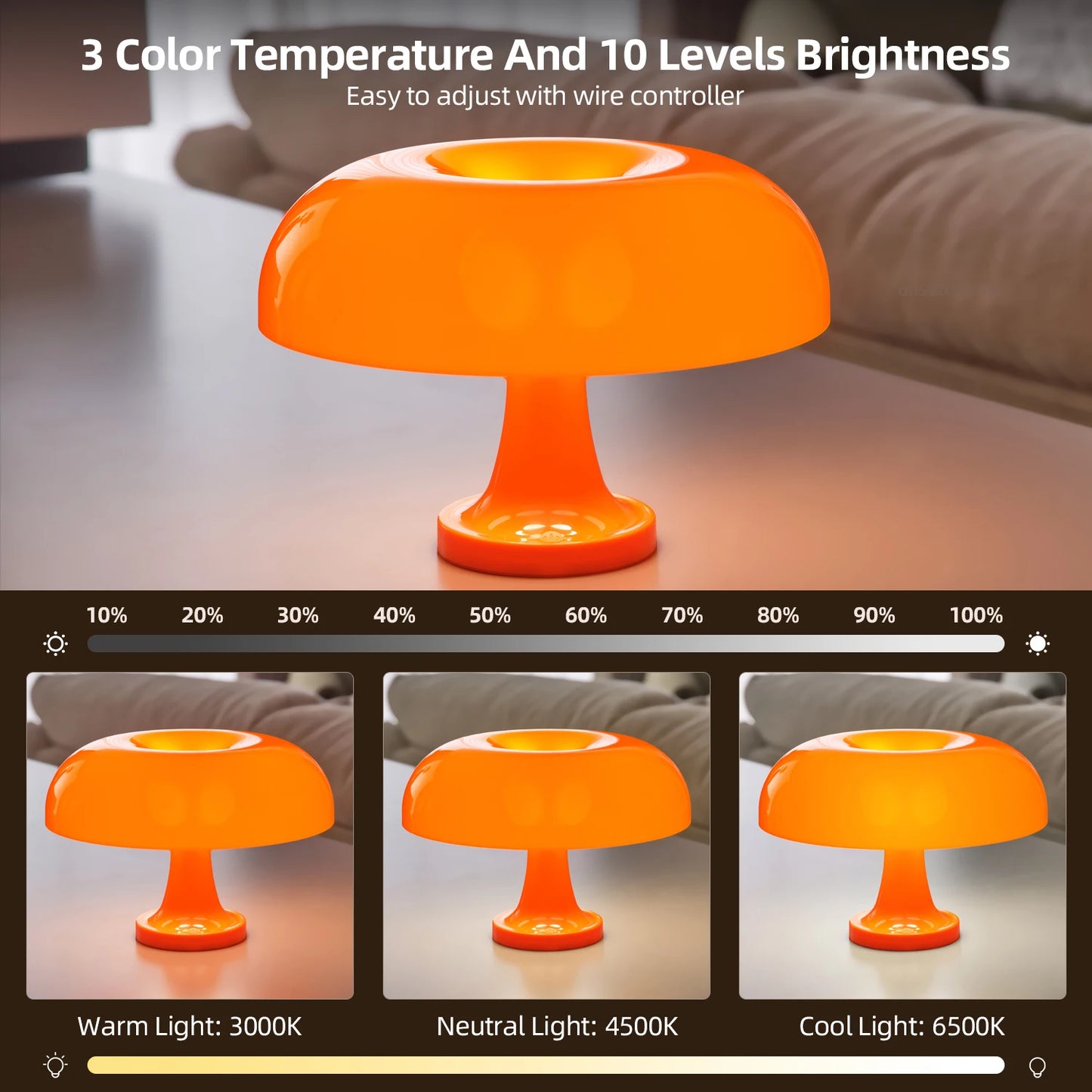 Classic Mushroom Table Lamp Bedroom Bedside Lamp