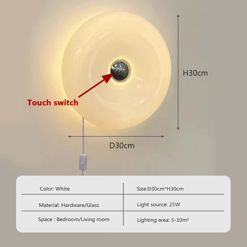 Donut Glass Wall Lamp Orange USB With Touch Switch Tricolor Lighting
