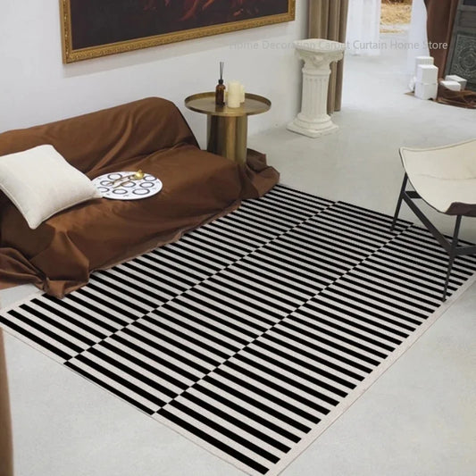 Black Stripe Area Rug for Living Room