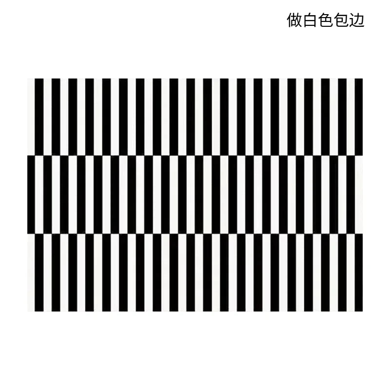 Black Stripe Area Rug for Living Room