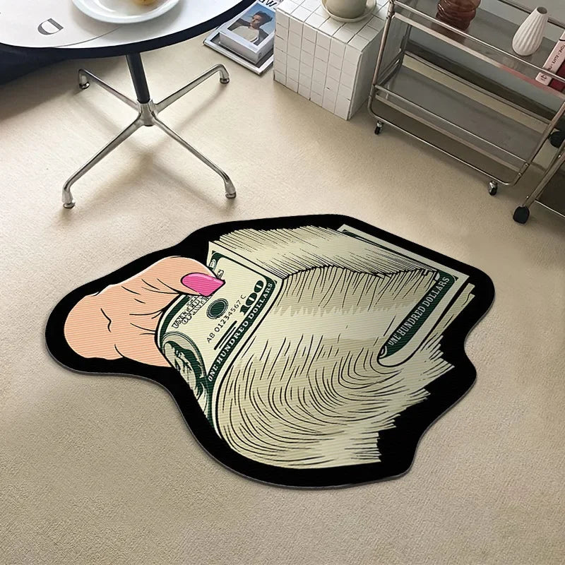 Creative  Money Shaped Carpet Personality Imitation Money Rug Dollar Rug for Bedroom Irregular  Art Floor Mat Door