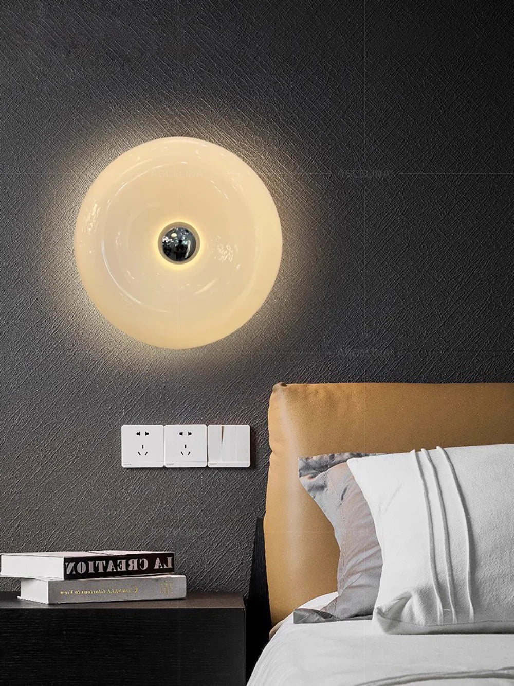 Donut Glass Wall Lamp Orange USB With Touch Switch Tricolor Lighting