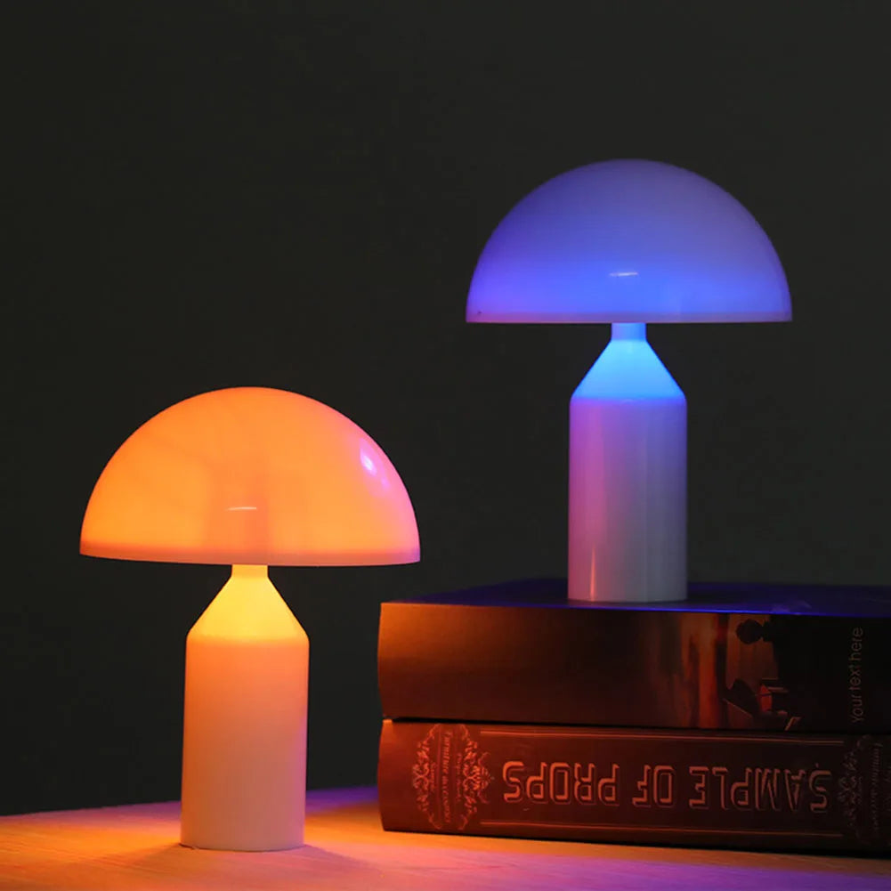 Mushroom Nightstand Lighting Lamp Brightness Adjustable Color Changing Minimalist Battery Operated Bright Bedroom Bedside Decor