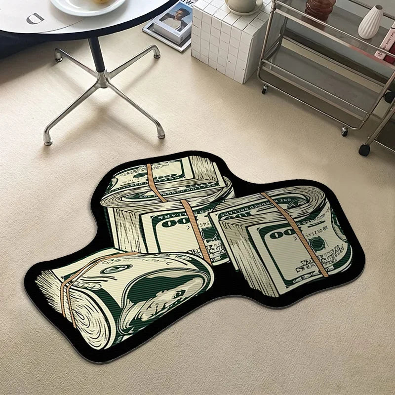 Creative  Money Shaped Carpet Personality Imitation Money Rug Dollar Rug for Bedroom Irregular  Art Floor Mat Door