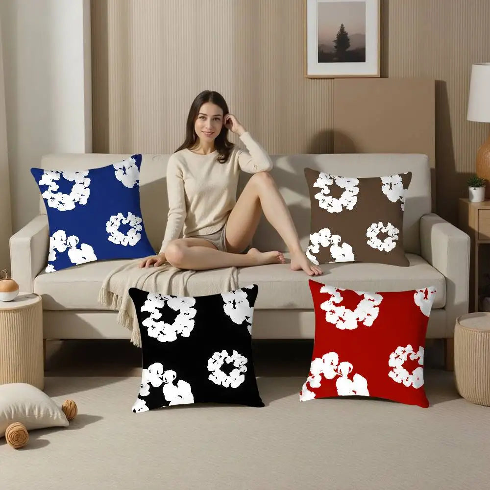 Luxury D-Denim T-Tears Pillow Case Plush Fabric Soft Double Sided Print Sofa Cushion Cover Throw Pillow Covers