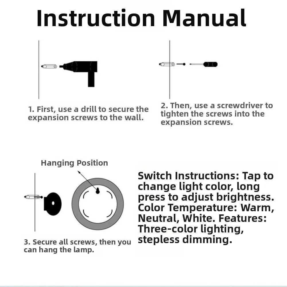 Tricolor Lighting Plastic Donut Wall Lamp