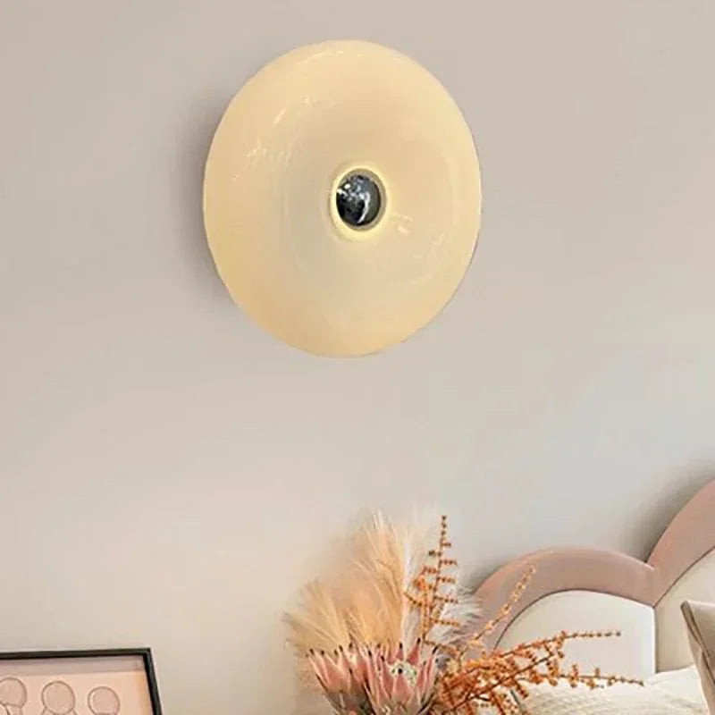 Donut Glass Wall Lamp Orange USB With Touch Switch Tricolor Lighting