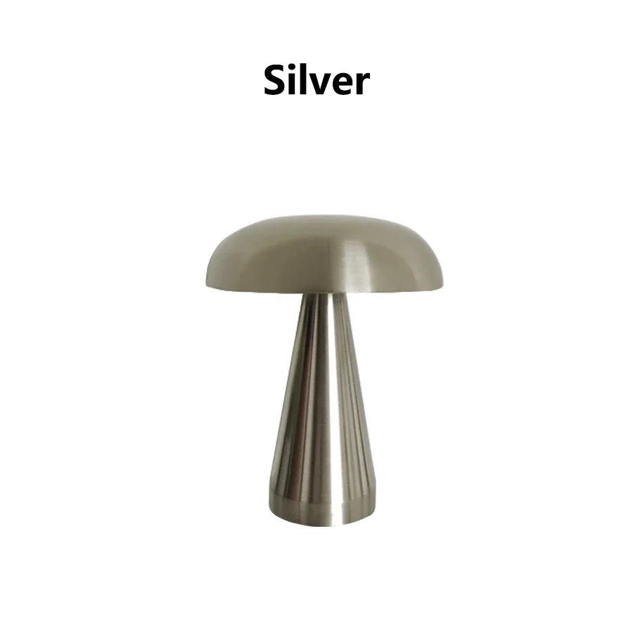 Retro Bar Table Lamp Mushroom Table Lamp LED Touch Sensor Three Color Dimming Desktop Night Light Rechargeable Reading Lamp