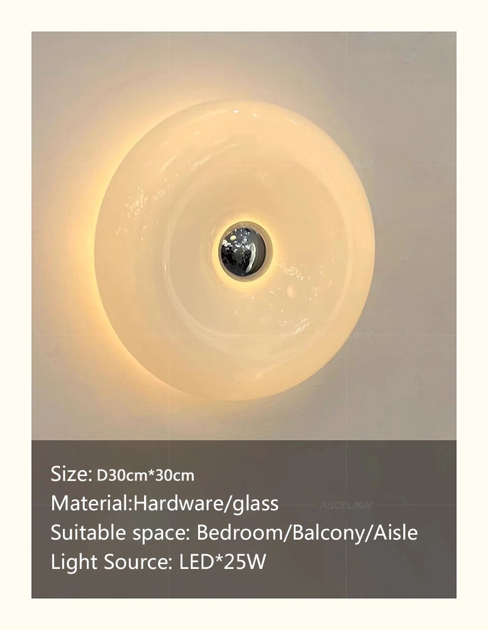 Donut Glass Wall Lamp Orange USB With Touch Switch Tricolor Lighting