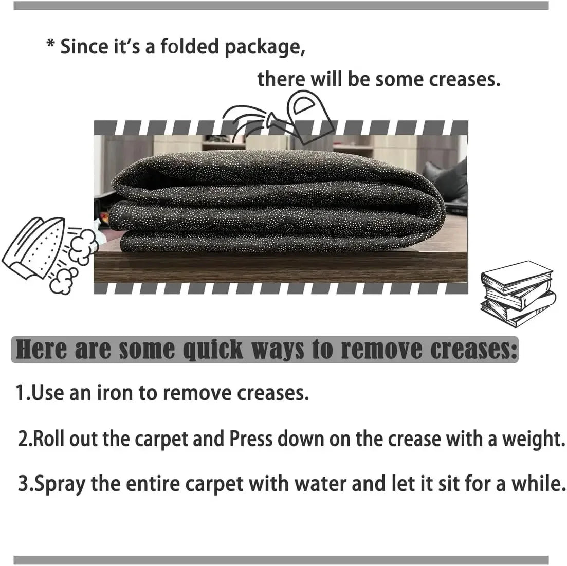 Black Stripe Area Rug for Living Room