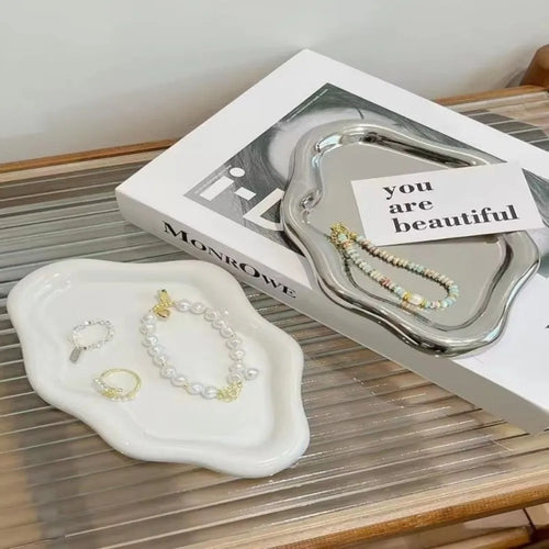 Ins Plastic Jewelry Tray Mini Cloud Shape Jewelry Display Plate Storage Plate Watches/Keys Storage