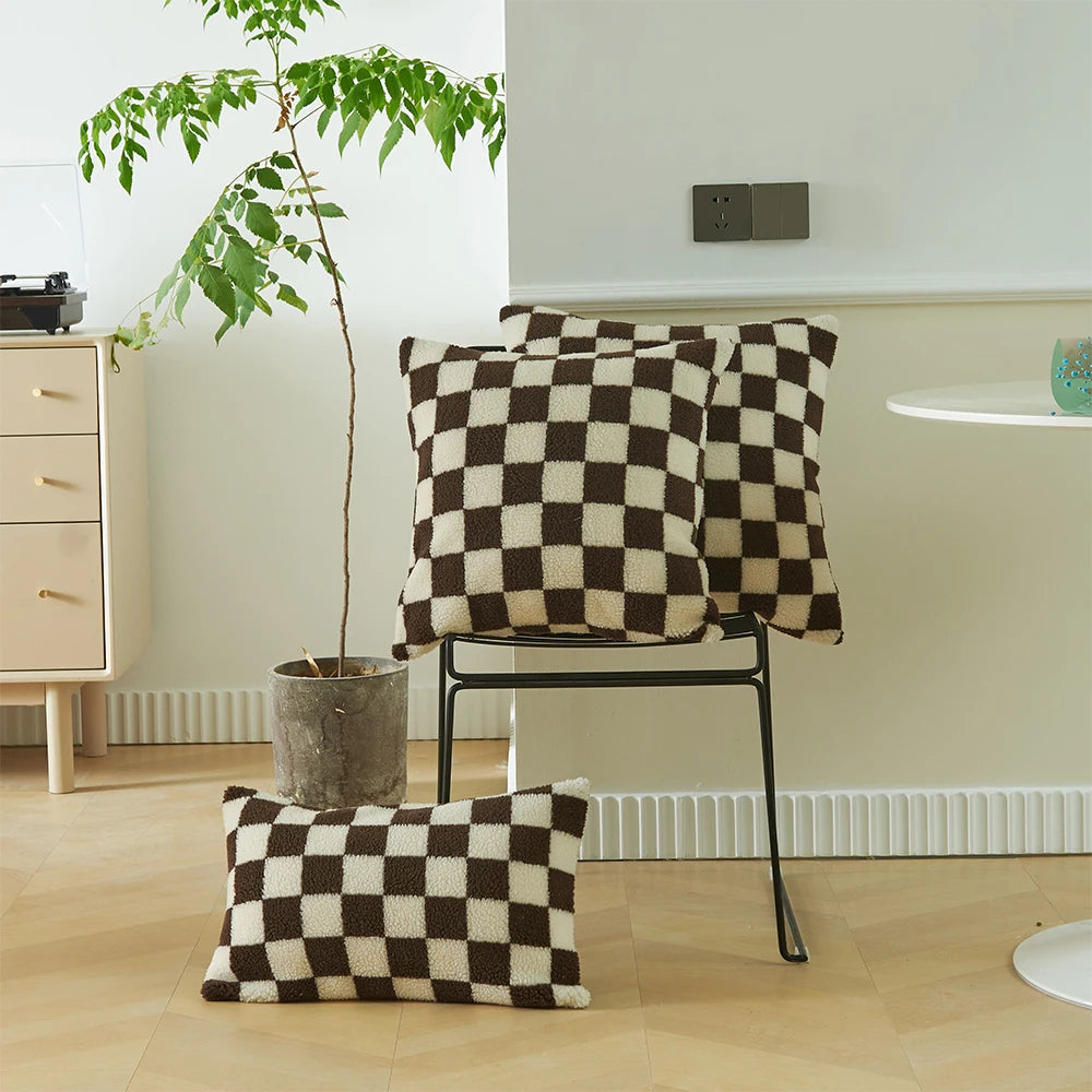 Checkered Cushion Cover Checkerboard  PILLOWCASE