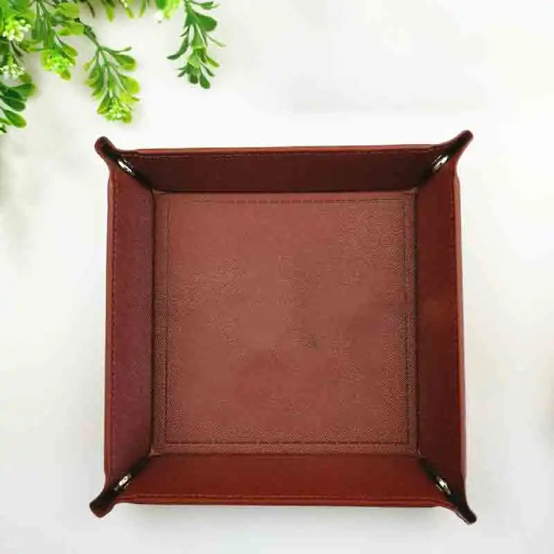Multifunctional Leather Tray Sundries Cosmetics Jewelry Storage Iron Desktop Storage Box Finishing Living Room Home Decoration