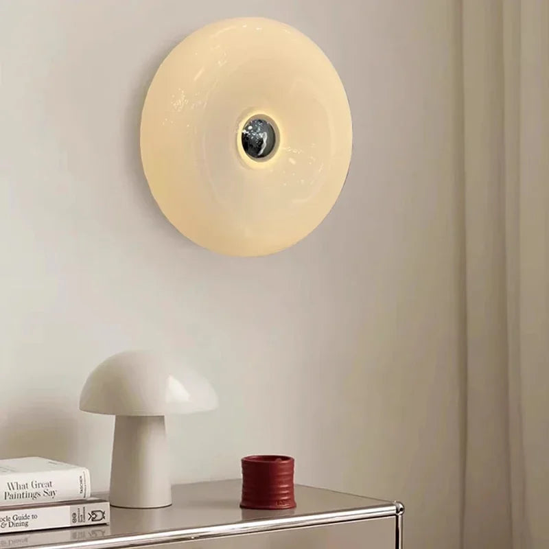 Donut Glass Wall Lamp Orange USB With Touch Switch Tricolor Lighting