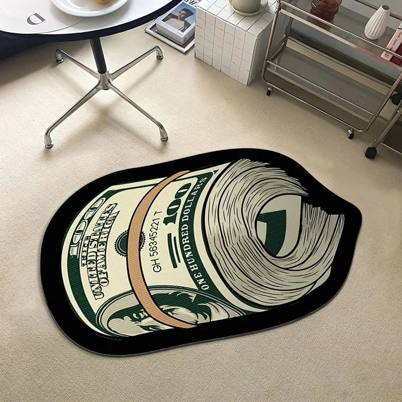 Creative  Money Shaped Carpet Personality Imitation Money Rug Dollar Rug for Bedroom Irregular  Art Floor Mat Door