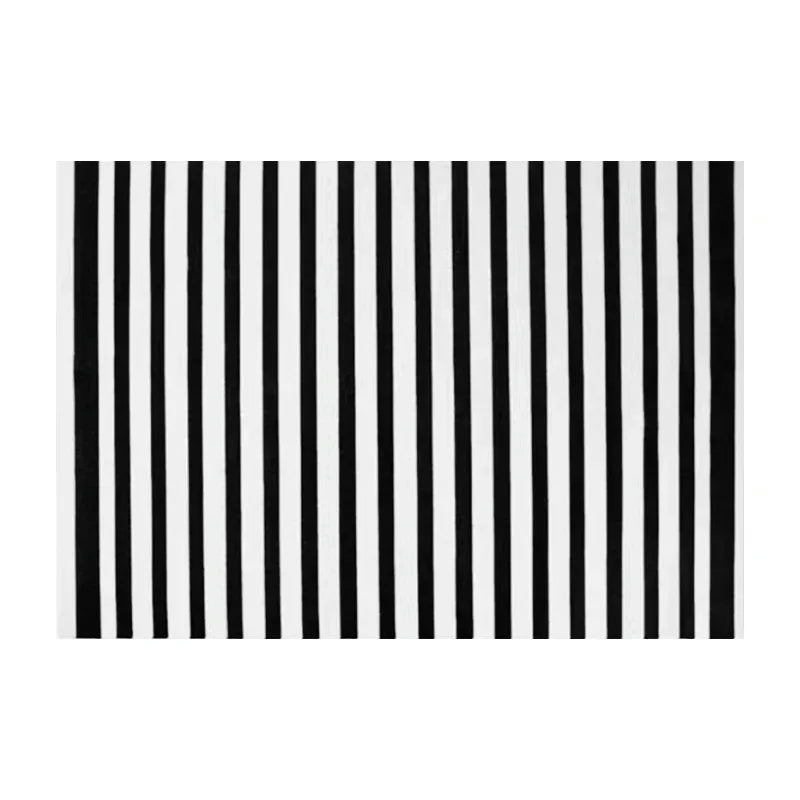 Black Stripe Area Rug for Living Room