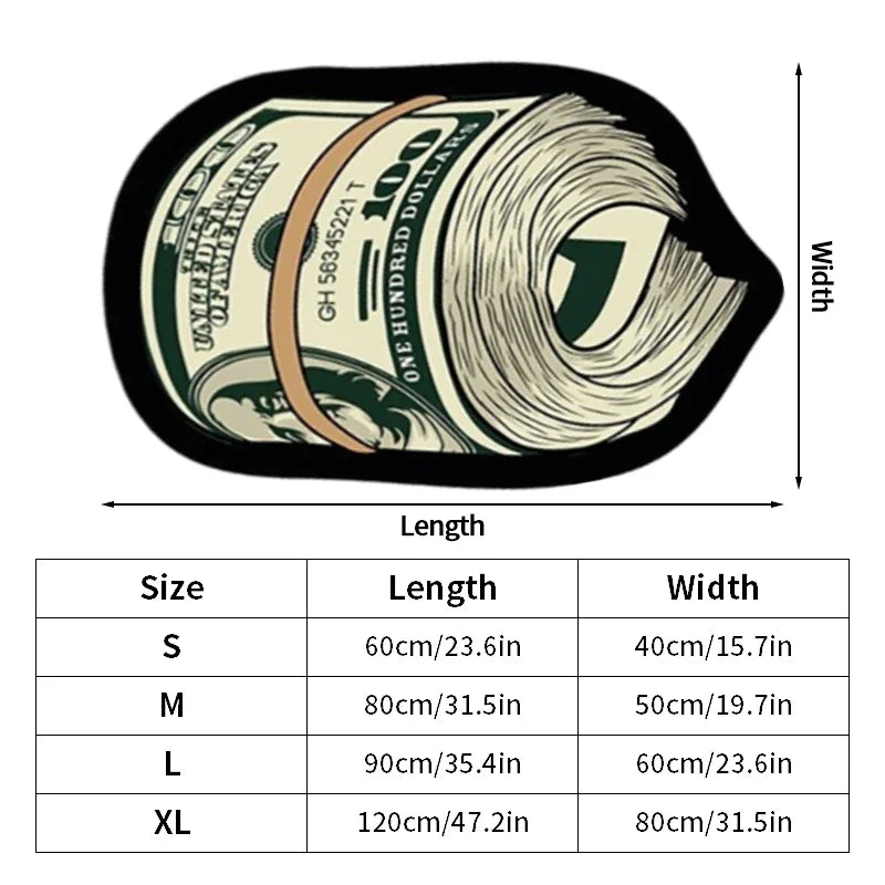 Creative  Money Shaped Carpet Personality Imitation Money Rug Dollar Rug for Bedroom Irregular  Art Floor Mat Door