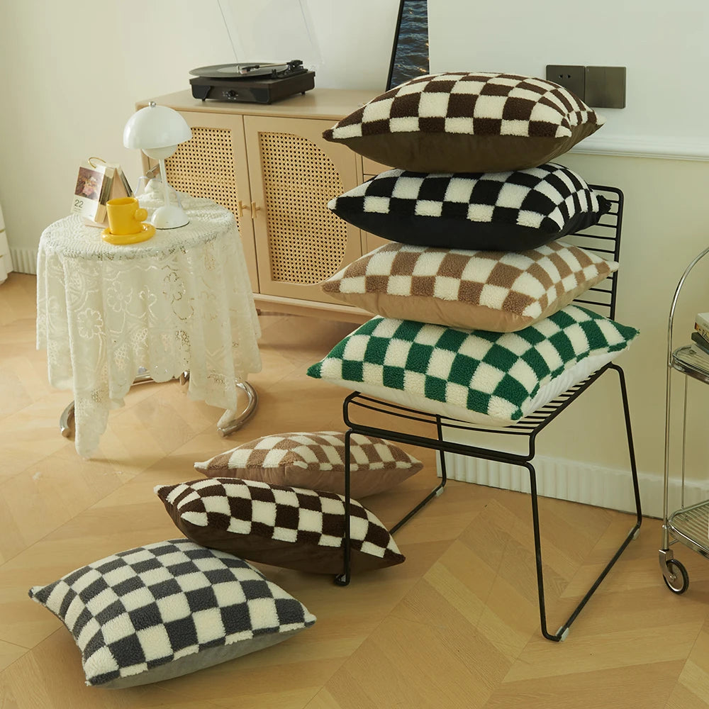 Checkered Cushion Cover Checkerboard  PILLOWCASE