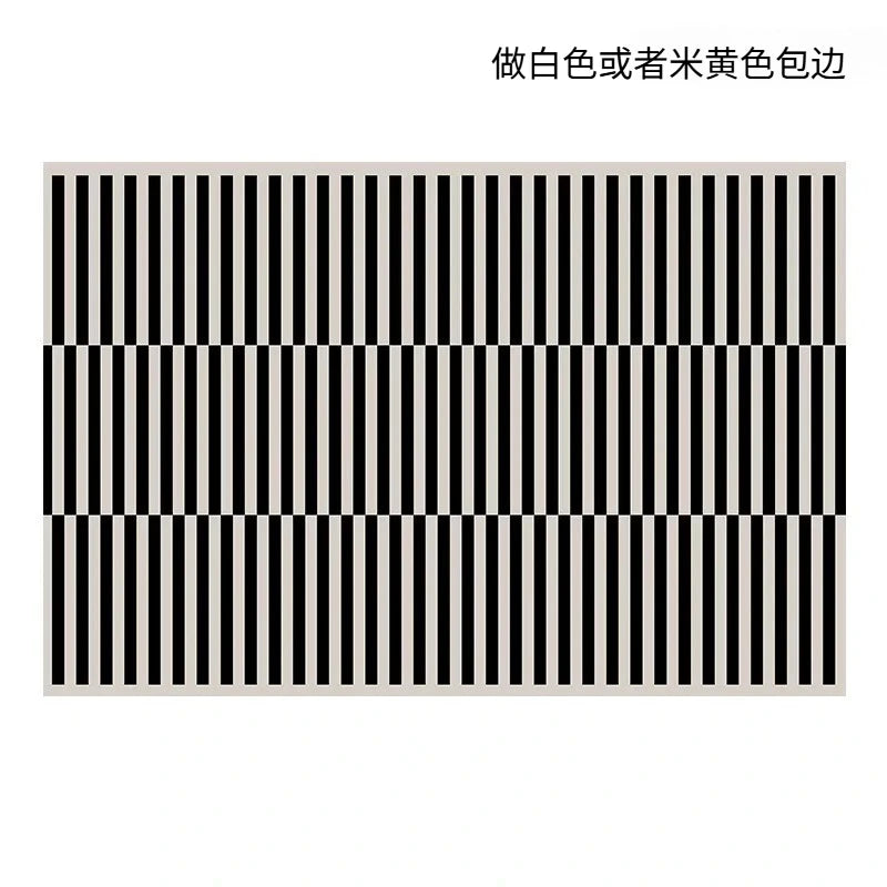 Nordic Black Stripe Area Rug for Living Room Bedroom Minimalist Design Plush Non-Slip Floor Mat