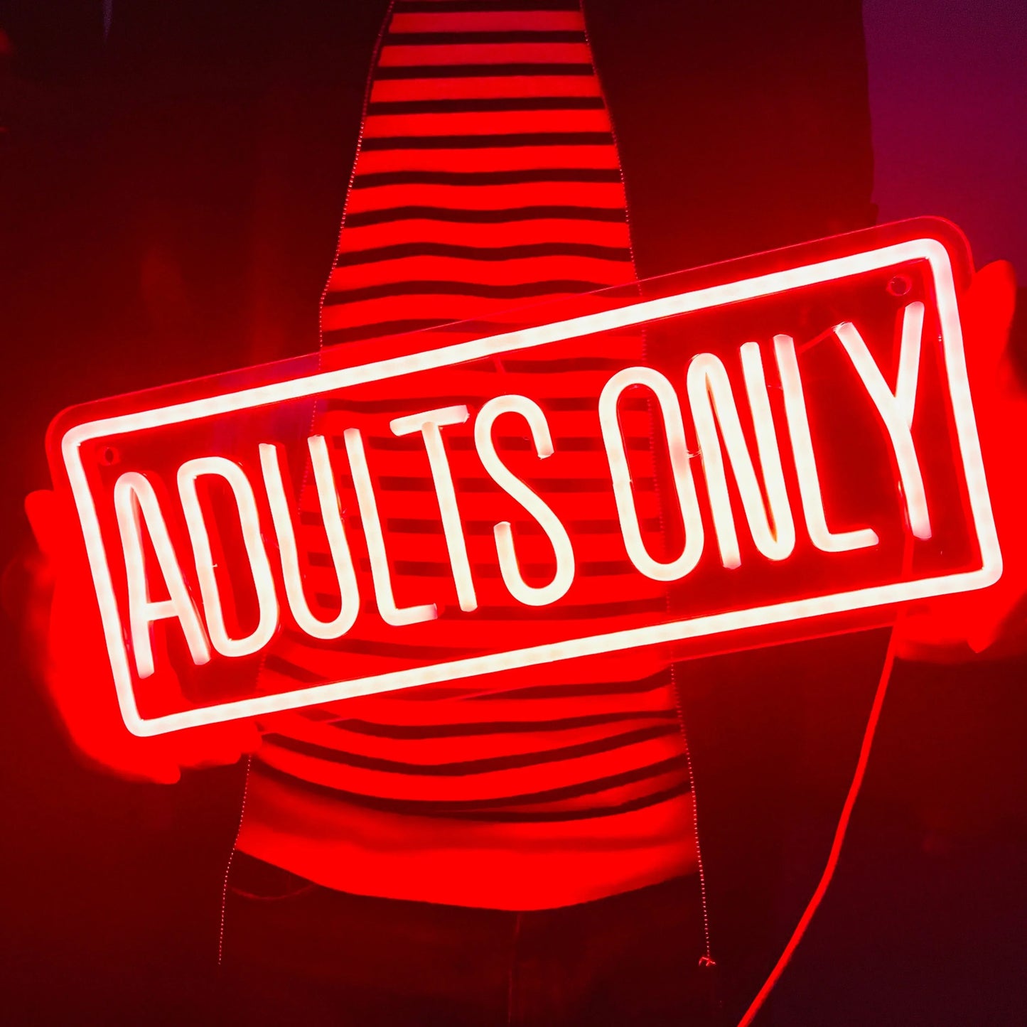 Bold Red 'Adults Only' Neon Sign: USB-Powered