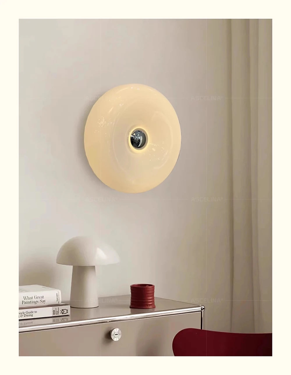 Donut Glass Wall Lamp Orange USB With Touch Switch Tricolor Lighting