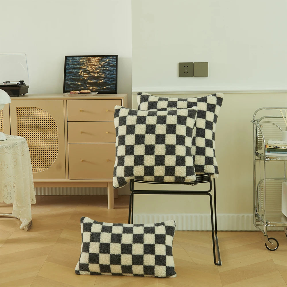 Checkered Cushion Cover Checkerboard  PILLOWCASE