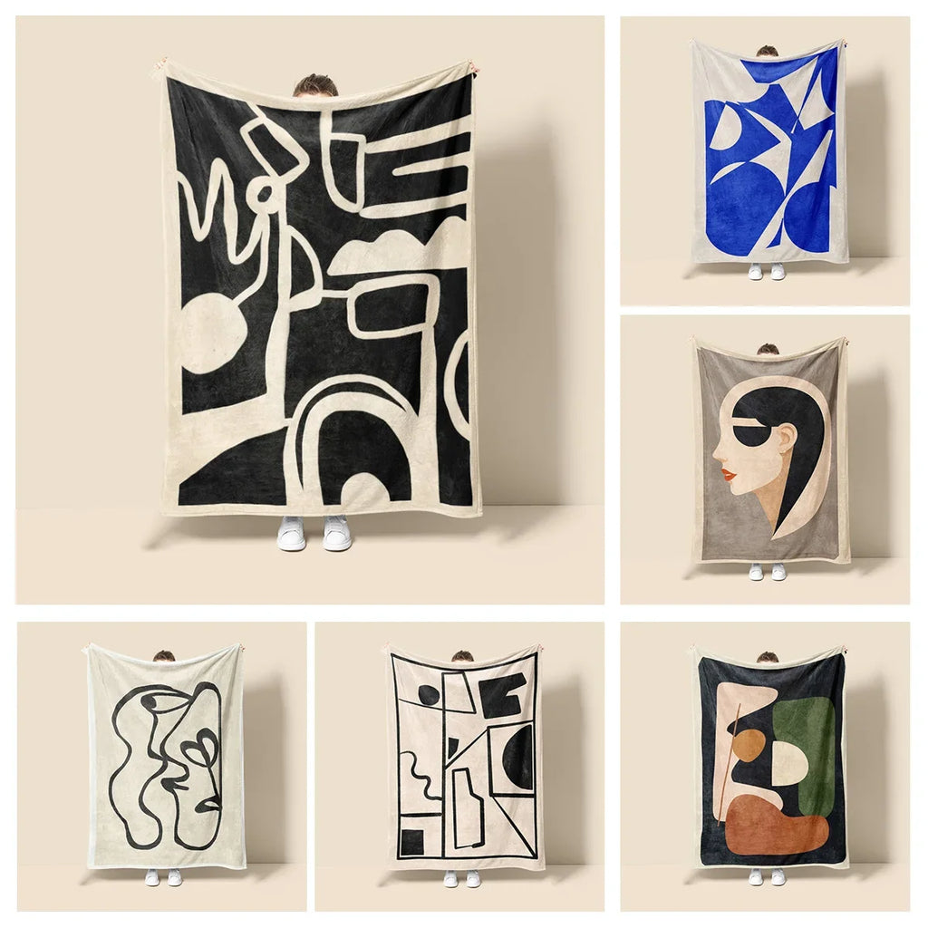 Scandinavian ins style Morandi blanket abstract geometric design anti-static dust Netroots with the same sofa cover blanket