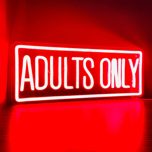 Bold Red 'Adults Only' Neon Sign: USB-Powered