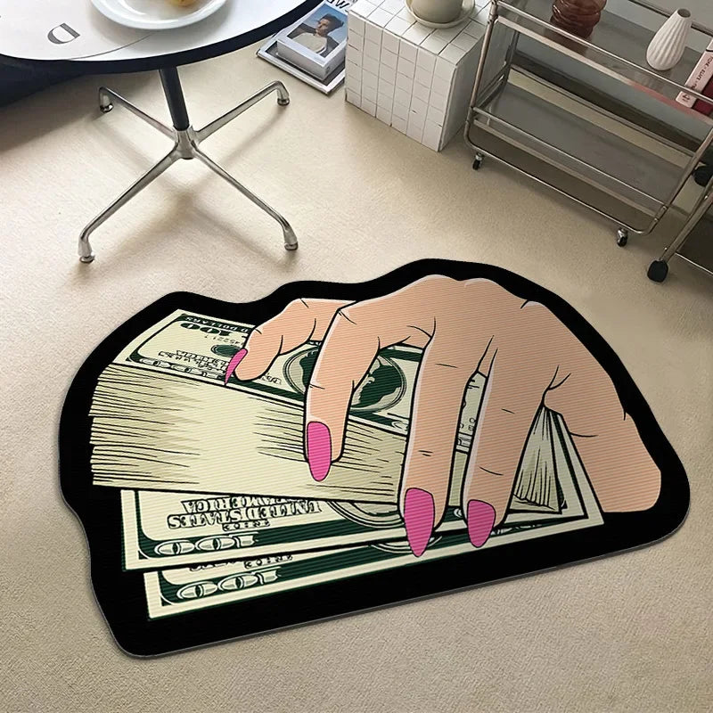 Creative  Money Shaped Carpet Personality Imitation Money Rug Dollar Rug for Bedroom Irregular  Art Floor Mat Door