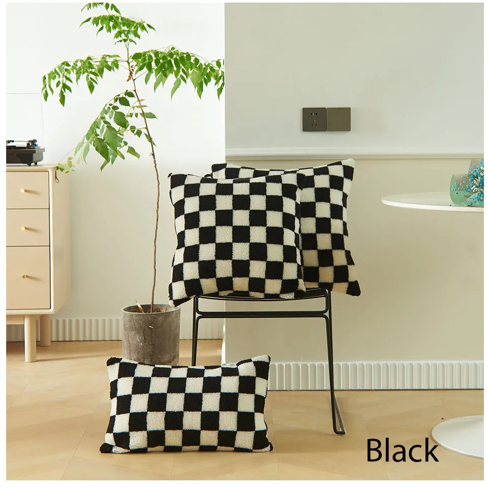 Checkered Cushion Cover Checkerboard  PILLOWCASE
