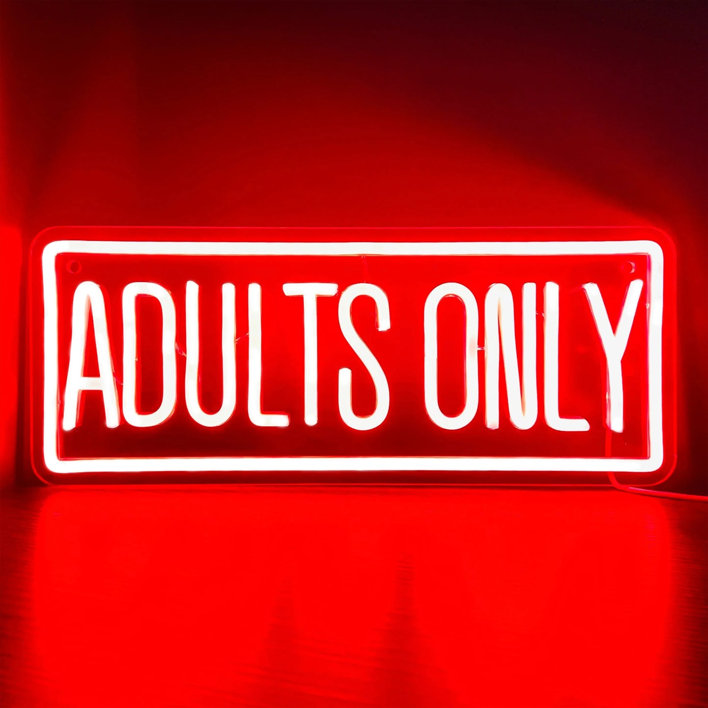 Bold Red 'Adults Only' Neon Sign: USB-Powered