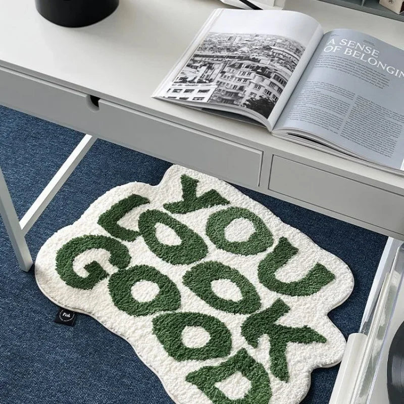 VIKAMA Non-standard Letter Carpet Soft Anti-slip Imitation Cashmere Foot Pad Home Decoration Bedside Rug Entrance Hall Doormat