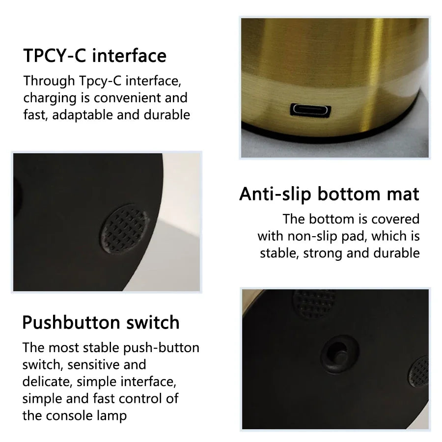 Retro Bar Table Lamp Mushroom Table Lamp LED Touch Sensor Three Color Dimming Desktop Night Light Rechargeable Reading Lamp